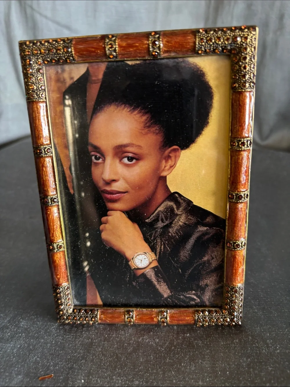 (2) Red Decorative Photo Frames with Gold Accents - Home Accents
